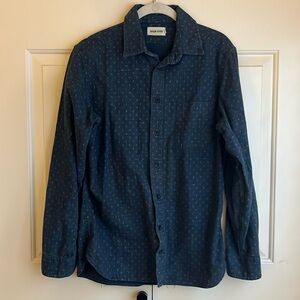 Taylor Stitch Shirt Men 40 Blue Chambray Print Long Sleeve Work Medium Midweight